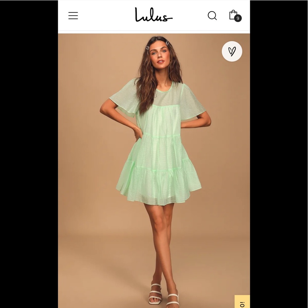 Brandnew Mint Green Tiered Short Sleeve Mini Dress